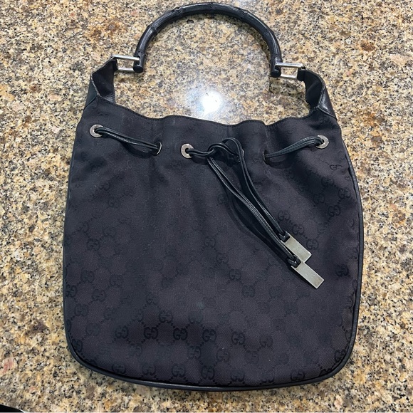 Gucci Handbags - Vintage Gucci | Bamboo GG Black Monogram Shoulder Bag